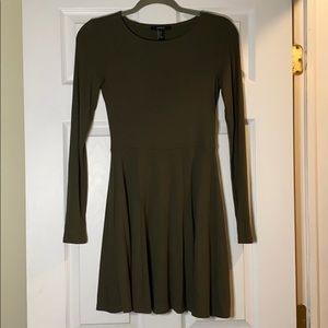 Forever 21 Army Green Long Sleeve Skater Dress